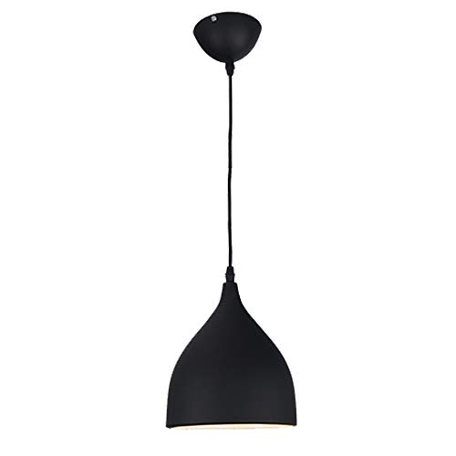 Modern Industrial Pendant Lamp - E27 / E26 Vintage Pendant Light Decorative Lighting, Retro Aluminum Ceiling Lamp (Black)