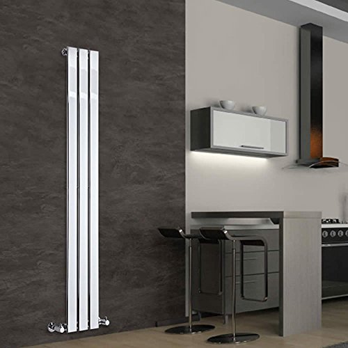 Hudson Reed Modern Design Vertical Radiator Delta - Chrome Finish Radiator - Flat Panels - 1600 x 225mm - 295W - Heating