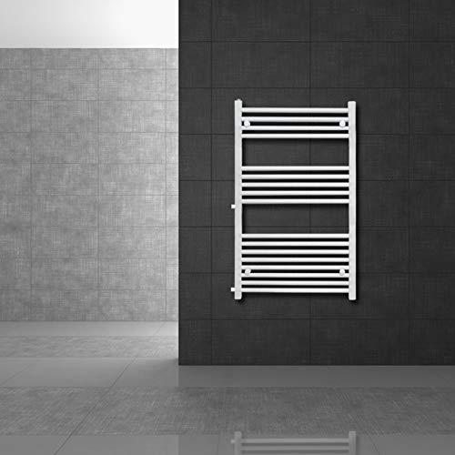 ECD Germany Sahara towel radiator - 600 x 1200 mm - White - Flat - with side connection - Modern design towel radiator - Non-electric