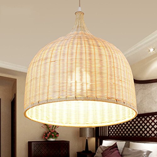 LXSEHN Rural Rota Bamboo Handmade Chandelier Restaurant Living Room Bedroom Balcony Aisle Wood Ceiling Lamp Hanging Pendant Lamp (Size: 45 * 45cm)