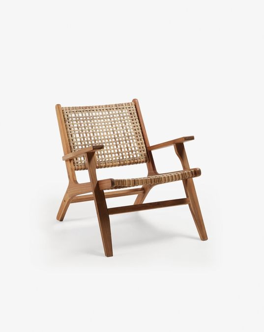 Grignoon Armchair in Solid Acacia Wood and Synthetic Braided Rattan