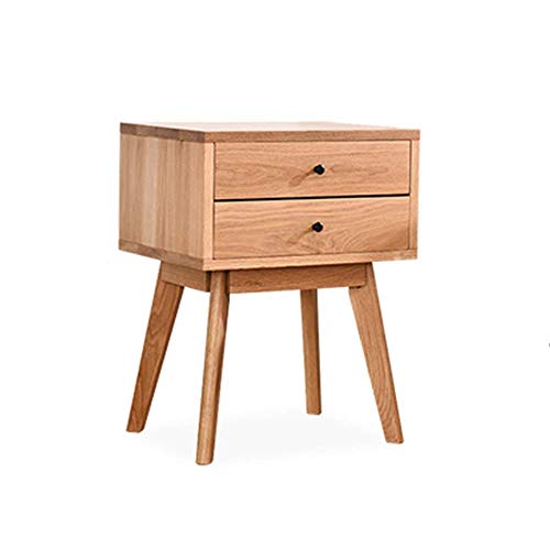 Kutera Bedside Table All Solid Wood Simple Modern Bedroom Bedside Cabinet Double Drawer Storage Multifunction Economy And Environmental Protection Furniture Wood Color