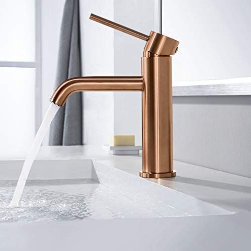 Synlyn Bathroom Faucet Rose Gold Sink Faucet Tall Single Handle Sink Mixer Tap Bathroom Faucet Single Lever Mixer - Modern Style