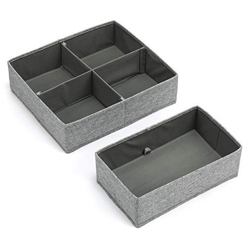 MaidMAX Drawer Organizers, Underwear Organizers, Closet Sorting Boxes Drawers, for Underwear, Baby Clothes, Underpants, Socks etc, Gray