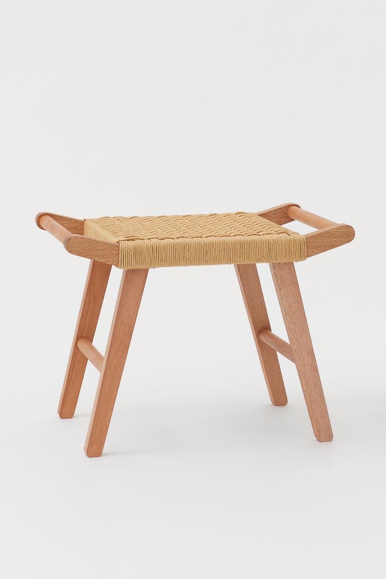 Stool with straw seat