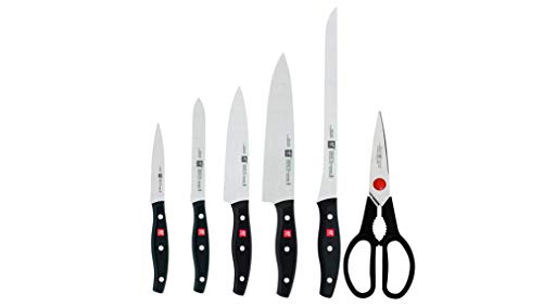 Zwilling TWIN POLLUX - Set of 5 knives and multipurpose household scissors, black color