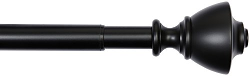 AmazonBasics 2.54cm Diameter Curtain Rod with Urn Terminals, 90-180cm, Black