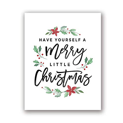 XIAOJIE0104 Wall Art Canvas Nordic Simple HD Decor Christmas Merry Have Yourself Merry Little Print Quote Home Poster Pictures Painting Gift, 20x25cm No Frame