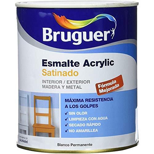 Bruguer - Satin Acrylic Enamel Lacquer Acrylic White Permanent 750 Ml