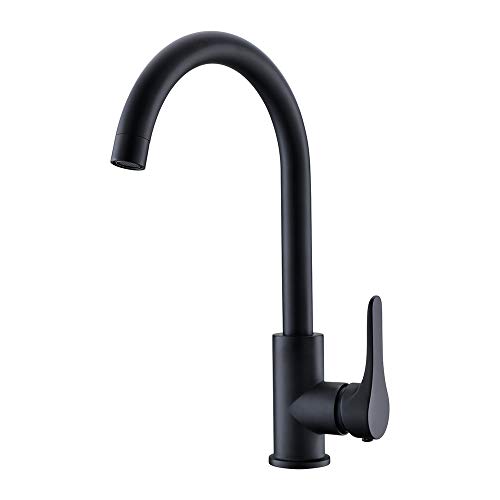 DUTRIX Matte Black Kitchen Faucet, 360 ° Swivel Single Handle Black Kitchen Sink Faucet with High Spout, ABS Aerator