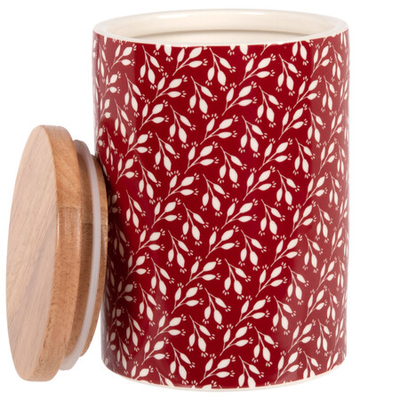 Stoneware And Red Bamboo Pot With White Leaf Decorative Motifs 0 75 L 1000 12 23 208262 2