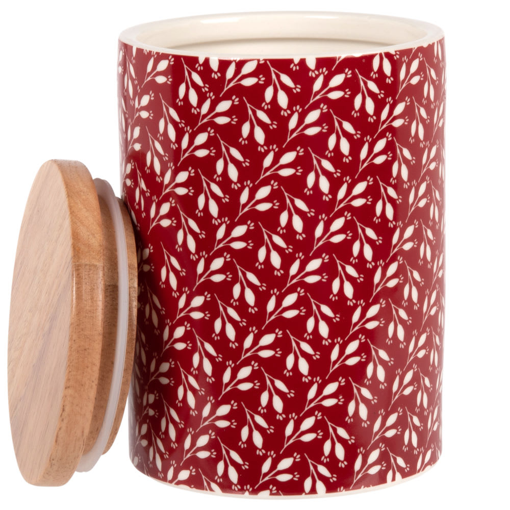 Red bamboo and stoneware pot