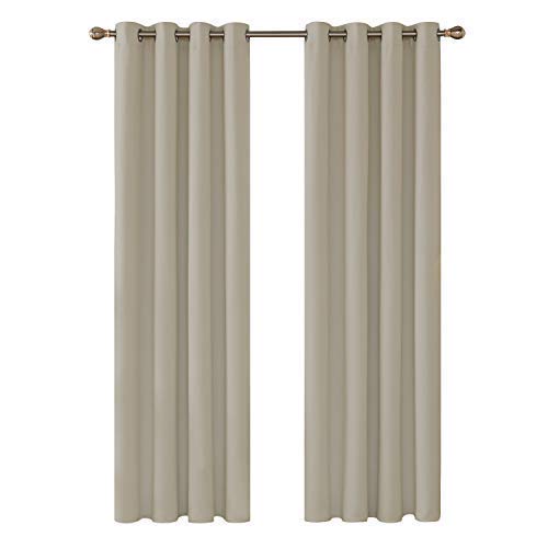 Deconovo Blackout Curtains for Living Room Bedroom Hotel Thermal Insulation Thick Thick Fabrics with Eyelets 2 Panels 140 x 260 cm Dark Beige