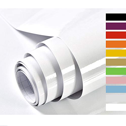 Hode Adhesive Paper for Furniture Adhesive Vinyl for Furniture Doors Windows Adhesive Vinyl Sticker Furniture White 40X300cm