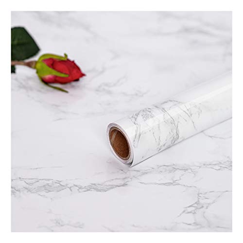 Hode Adhesive Paper for Furniture Marble Paper Marble Vinyl Decoration Wallpaper Kitchen Self-adhesive Gray White 45X200cm