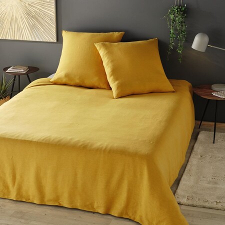 Washed Linen Bedding Set Mustard Yellow 240x260 1000 5 16 192921 3