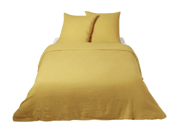 Mustard Yellow Washed Linen Bedding Set