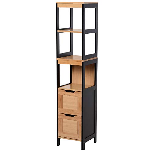 Kleankin Auxiliary Cabinet for Bathroom Storage Tall Cabinet for Bathroom with Shelves and Drawers 30x30x144.3 cm