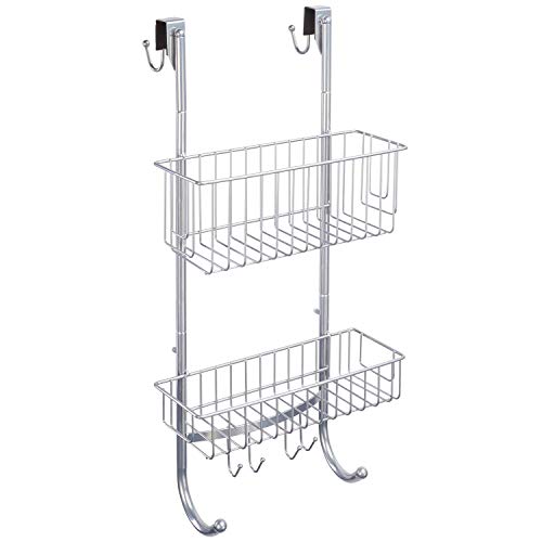 Chrome Hanging Shower Shelf - 2X Shower Shelf Levels -59.3x22.6x11cm- Stainless Steel (Powder Coating) - Undrilled Shower Shelf - Free: 2 Sticky Hooks! ...