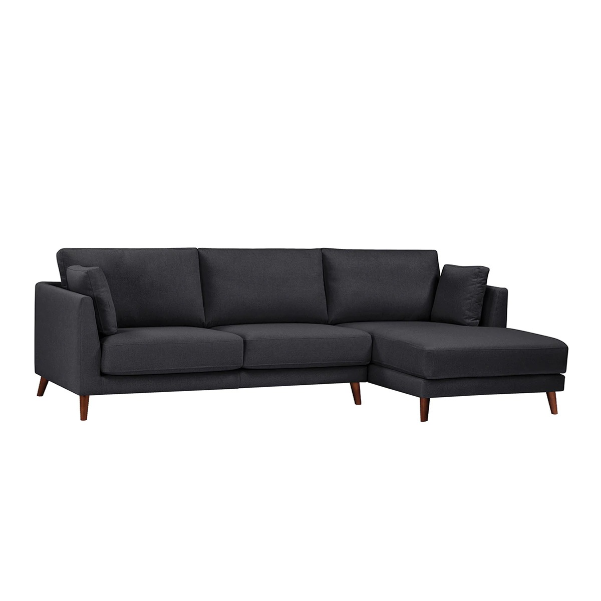 Upholstered 3-seater sofa with right chaise longue anthracite Selfoss Room