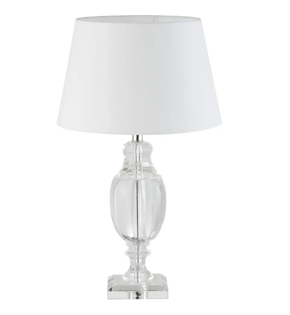 Glass lamp and white lampshade