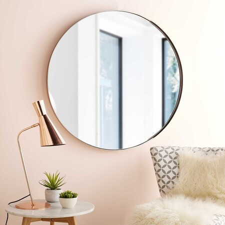 Coppery Metal Round Mirror D 90 1000 9 34 164 977 5