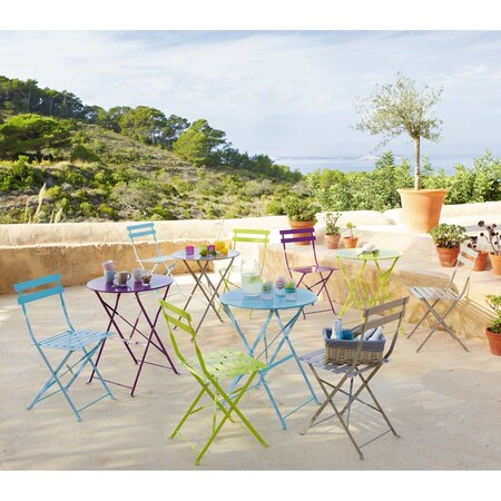 2 Turquoise Metal Folding Garden Chairs 1000 5 14 122 235 5