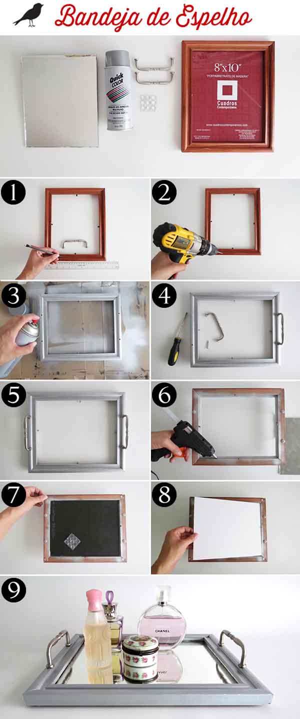 step by step to make mirrored tray at home