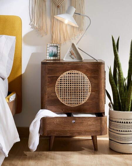 Rattan side table