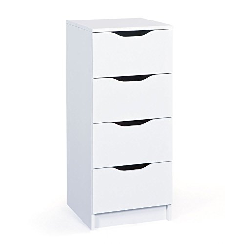 Inter Link Genova A3 - Chest of 4 drawers, White, 40 x 40 x 92 cm