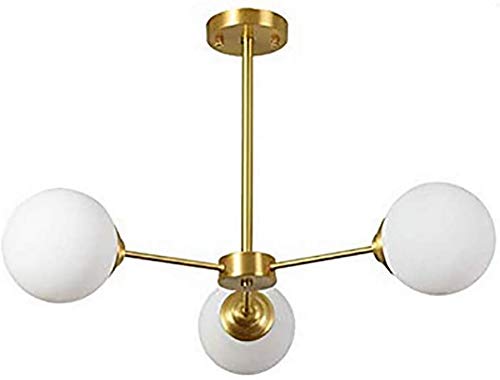 KANGSHENG Sputnik Chandelier Modern 6 Light Brushed Bra Chandelier Mid Century Pendant Lighting Gold Ceiling Light Fixture for Hallway Bar Kitchen Dining Room-Bronze 3 Lights