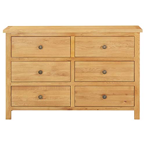 Estink Chest of 6 drawers, solid oak wood, living room sideboard, living room chest of drawers, 105 x 33.5 x 73 cm