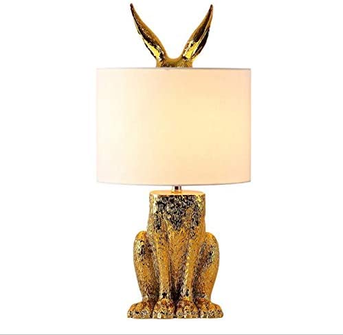 YIBAO Rabbit Table Lamp, Cartoon Sculpture Table Lamp, E27, Modern Bedroom Bedside Lamp for Living Room, Parlor, Study, Decor Lighting-Gold