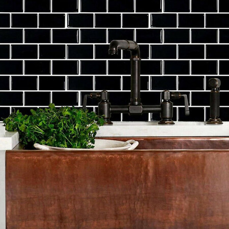 Black subway tiles