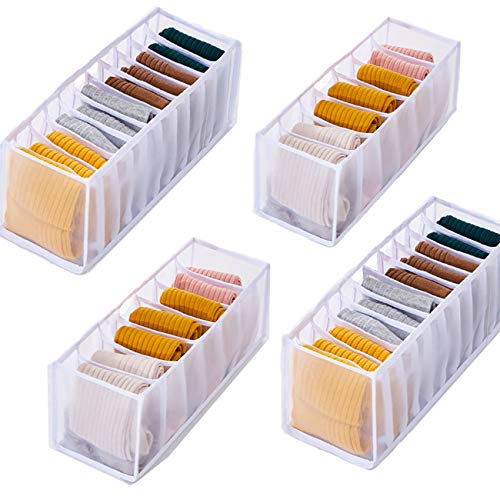 Underwear Organizer for Drawers Folding Mesh Cloth Boxes for Stockings Socks (White)