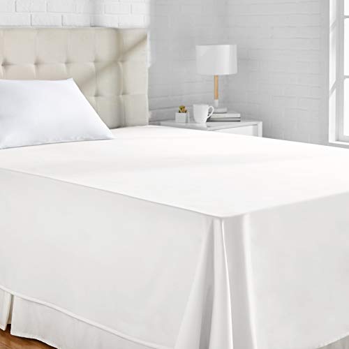 Amazon Basics - Top Sheet (400 thread count cotton satin, anti-wrinkle), 230 x 260 + 10 cm - White