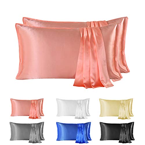 Since Silk 100% Natural Mulberry Silk Pillowcases 22 Momme, Soft and Hair Care 2 Pieces Silk Pillowcase Pink (50 * 90cm)