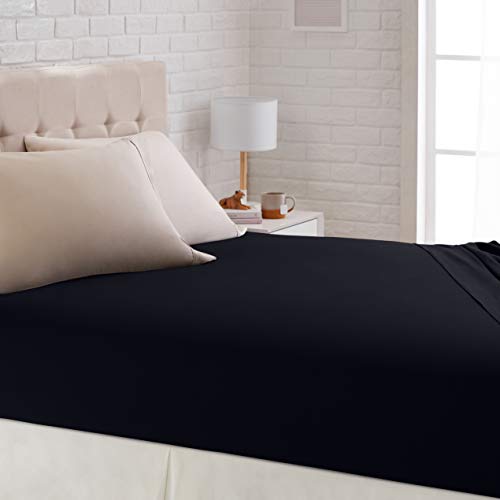 Amazon Basics Satin Fitted Sheet, 150 x 200cm, Anthracite