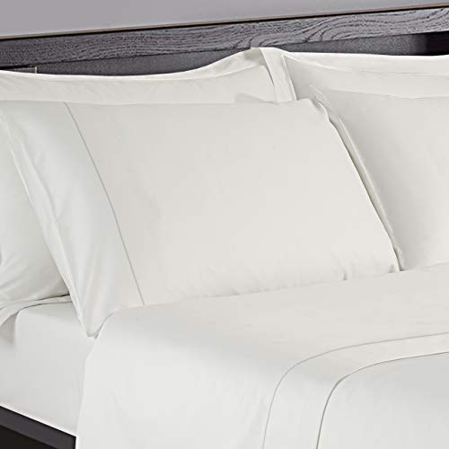 NORA HOME Set of Plain Open Stitch Sheets with 100% Mercerized Satin Cotton 300 Threads (White, Bed 150/160 cm)