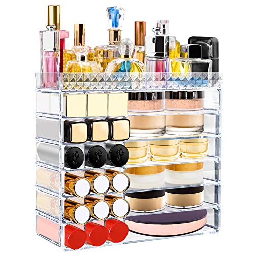 Aerbee Transparent Acrylic Makeup Organizer, Storage Boxes Makeup for Cosmetic Lipstick Cream Brushes Makeup Nail Polish Gift Ideas Valentine's Day Woman