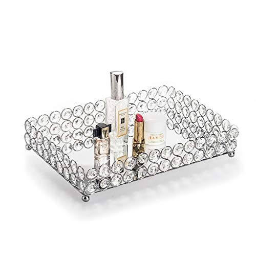 Feyarl Rectangular Jewelry Makeup Tray, Mirror Tray