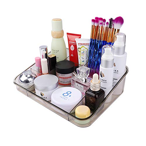 Makeup Organizer, Acrylic Box Shelf Cosmetics Jewelry Clear Organizer Tray with 8 Compartments for Countertop Vanity Bathroom Drawers