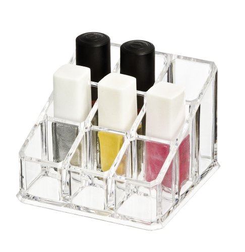 WENKO Femme Lipstick Organizer - Angular, Acrylic, 9 x 6.5 x 9 cm, Transparent