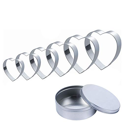 AILANDA Heart Shaped Cookie Mold 6pcs Party Cookie Mold for DIY Macaron Cake Cookies with Storage Box, 6 Sizes