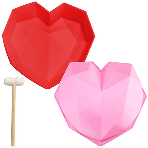 3D Heart Shape Mold LLMZ 2 Pcs Heart Chocolate Geometric Heart Mold Mold Used In Home Kitchen Tools