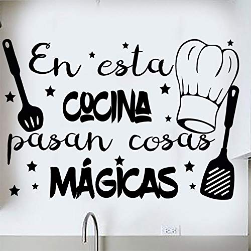 Docliick® Phrase Vinyl for kitchen or restaurant"MAGICAL THINGS HAPPEN IN THIS KITCHEN" Decorative phrases wall sticker DC-18018 (30x20cm)