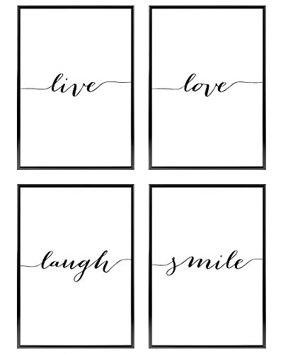 Heimlich Decorative Pictures - NO Frames - Hanging Decoration for Living Room, Bedroom and Kitchen Walls - Matching Home and Office Mural Art - 4 x A4 (21x30cm) |  Without Marcos »Live Love«