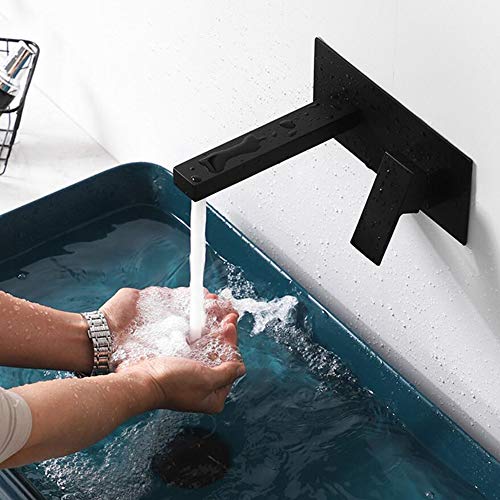 Wall Mounted Sink Faucet Bathroom Faucet Wall Mounted Modern Waterfall Faucet Bathtub Bathroom Single Handle Cold And Hot Water (black)