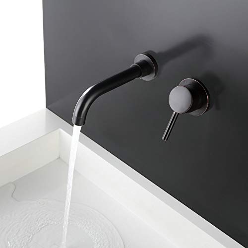 Kelelife Bathroom and Kitchen Wall-Mounted Sink Faucet, Matte Black