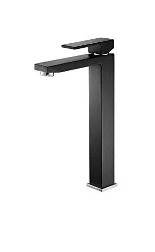 RAF - High Single Lever Basin Mixer Tap with Automatic Waste (Matte Black)